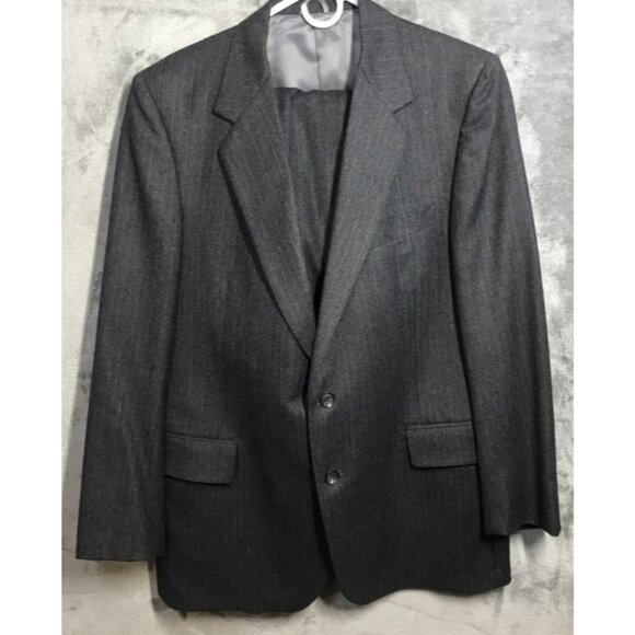 Cricketeer Jack Fraser Suit Mens 44 38 Pants Gray Wool Pinstripe 2 Button - Picture 1 of 15